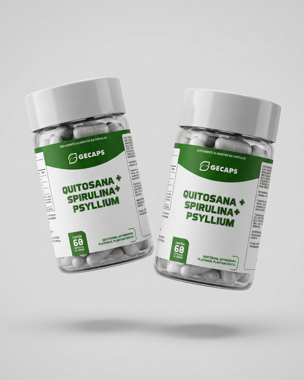 Quitosana + Spirulina + Psyllium 60 Cápsulas – Suplemento Alimentar GECAPS